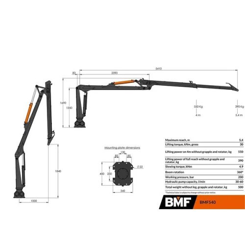 BMF 540 erdészeti daru (5,4 m)