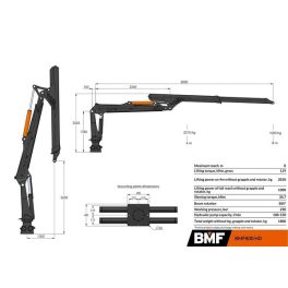 BMF 800HD erdészeti daru (8,0 m)