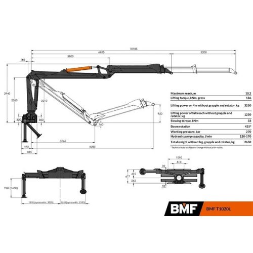 BMF 1020L kamionra szerelt erdészeti daru (10.2 m)
